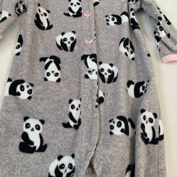 5/$25 Carter's fleece panda button snap footie pajamas jammies pjs sleeper - Picture 2 of 4